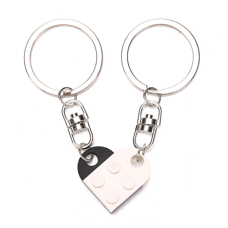 Wholesale Valentine's Day Splicing Block Love Plastic Keychains
